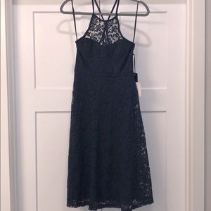 NWT lulus navy halter lace dress